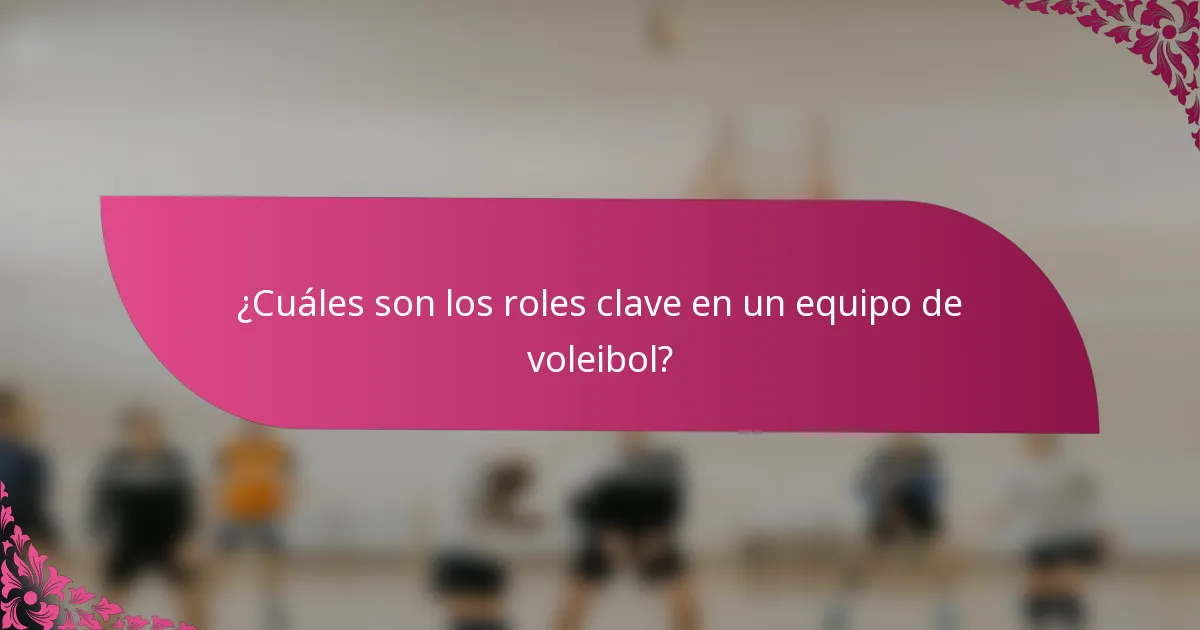 ¿Cuáles son los roles clave en un equipo de voleibol?