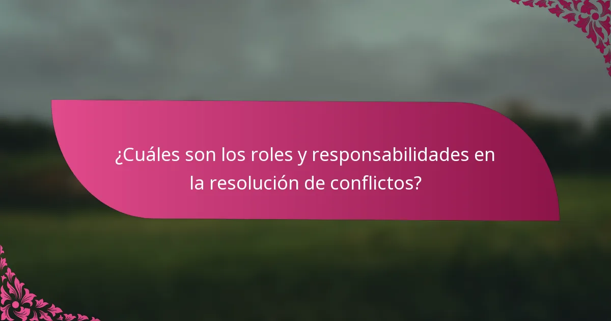 ¿Cuáles son los roles y responsabilidades en la resolución de conflictos?